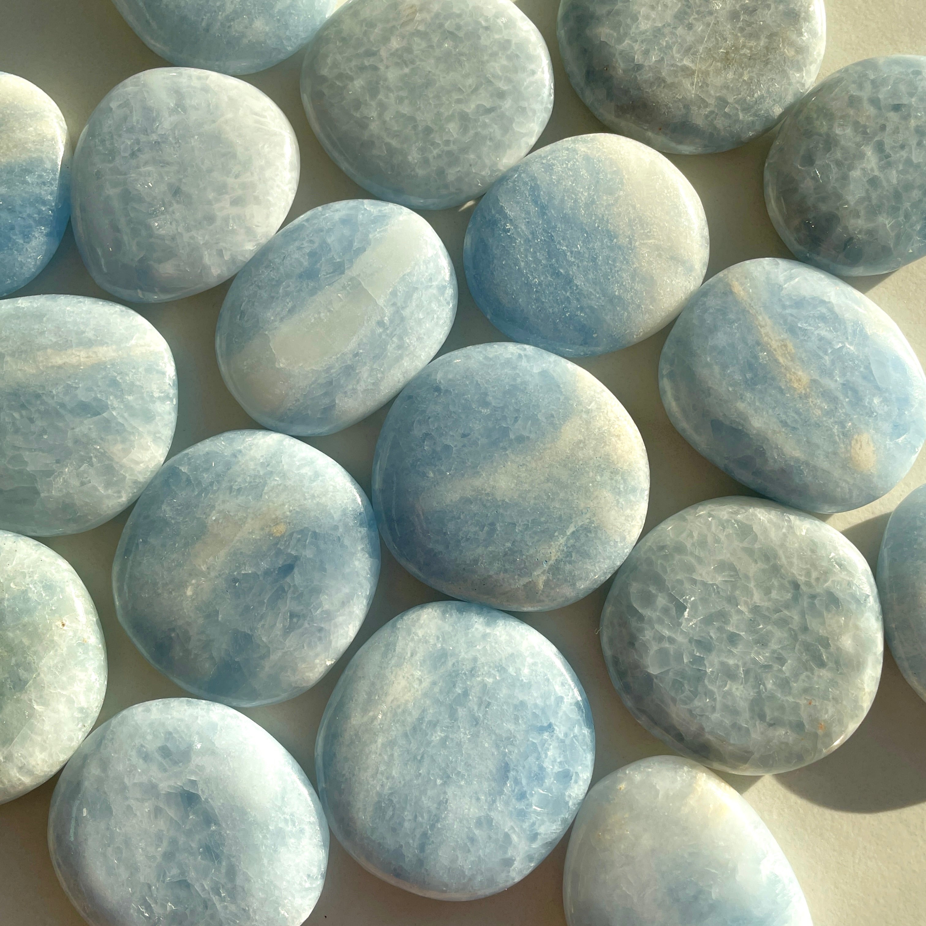 Pocket Palm Stone - Blue Calcite Pocket Palm Stone - Blue Calcite